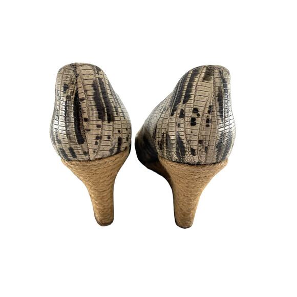 LANVIN Women's Shoes Snake Print Leather Ballerina Espadrille Wedge Heels EU 39 - Picture 9 of 16